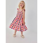 Robe en popeline � carreaux multicolore