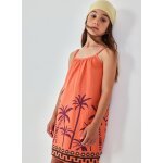 Robe popeline palmiers orange