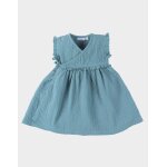 Robe portefeuille mousseline de coton bleu