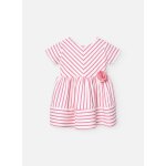 Robe À rayures avec fleur décorative rose Robe À rayures avec fleur décorative rose
