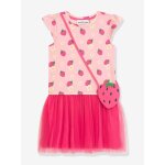 Robe avec sac bandouli�re fraise, jupe en tulle rose fille danamade rose