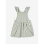 Robe salopette bébé bretelles volantées vert de gris Robe salopette bébé bretelles volantées vert de gris