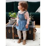 Robe salopette en denim bébé bretelles volantées stone Robe salopette en denim bébé bretelles volantées stone