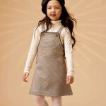 Robe salopette hiver carreaux tartan lola marron vert fonc