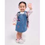 Robe salopette en jean avec broderie minnie bleu