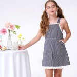 Robe salopette jean ray�e lola bleu marine blanc