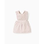 Robe salopette en velours c�tel� � motif floral gris clair