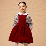 Robe salopette velours ecoli�re bordeaux