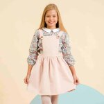 Robe salopette velours ecolière rose pastel Robe salopette velours ecolière rose pastel