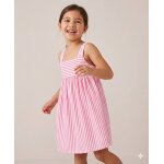 Robe sans manches 100% coton fille fond blanc raye rose