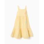 Robe sans manches en coton avec algues brod�es jaune clair