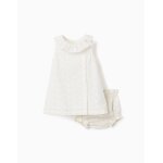 Robe sans manches en coton avec broderie anglaise blanc