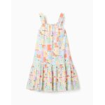 Robe sans manches en coton avec imprim� color� blanc