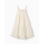 Robe sans manches en coton avec motif floral beige clair