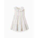 Robe sans manches en coton � rayures ethniques b&s blanc