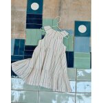 Robe sans manches en coton � rayures ethniques b&s blanc