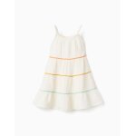 Robe sans manches en coton avec volants beige clair