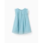Robe sans manches en tulle � volants et fleurs bleu clair