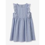 Robe seersucker fille ray� bleu