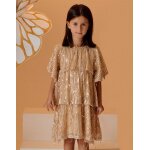 Robe avec sequins beige fonc