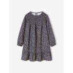 Robe  smocks motifs fleurs fille marine
