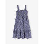 Robe smocke  bretelles fille indigo