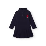 Robe de sport pour fille avec fermeture zippe sur le devant bleu marine