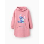 Robe - sweat en coton polyester peign avec capuche lilo et stitch rose