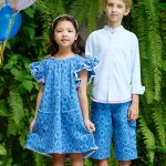 Robe tie and dye �t� � manches papillons butterfly bleu blanc