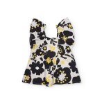 Robe en tissu � bretelles pour fille avec volants noir