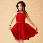 Robe qui tourne en velours et col claudine en tartan hepburn rouge carreaux tartan blanc ve