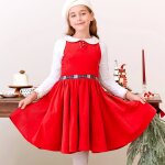 Robe qui tourne velours rouge fille hepburn rouge