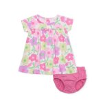 Robe en tricot b�b� avec bloomer et imprim� floral rose