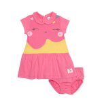 Robe en tricot pour b�b� avec bloomer rose