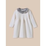 Robe en tricot col en tissu liberty bb ecru