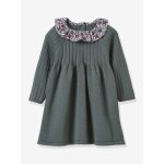 Robe en tricot col en tissu liberty bb olive