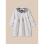 Robe en tricot col en tissu liberty ecru