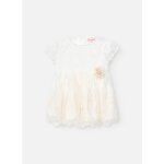 Robe en tulle brod avec fleur dcorative blanc