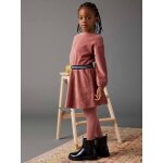 Robe en velours ceinture raye irise fille bois de rose