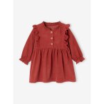 Robe en velours  volants en broderie anglaise bb fille terracotta