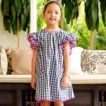 Robe vichy et butterfly bleu marine blanc