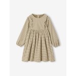 Robe vichy  volants fille olive