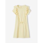 Robe avec volants en broderie anglaise fille jaune ple