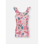 Robe avec volant et imprim fleurs rose