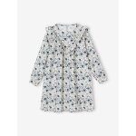 Robe à volant imprimée. fleurs fille écru Robe à volant imprimée. fleurs fille écru