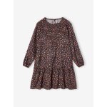Robe à volant motifs fleurs fille rose imprimé Robe à volant motifs fleurs fille rose imprimé