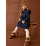 Robe à volants en tricot fille bleu nuit Robe à volants en tricot fille bleu nuit