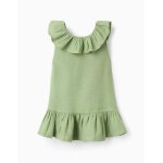 Robe avec volants en viscose, coton et lin vert clair