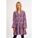 Robe volant�e, motif fleuri pink blanca