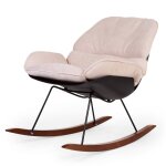 Rocking chaise � bascule fauteuil allaitement lounge blanc cass� / noir